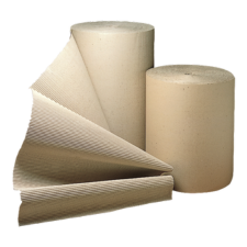 Image shows two rolls of brown corrugated paper from  Macfarlane Packaging